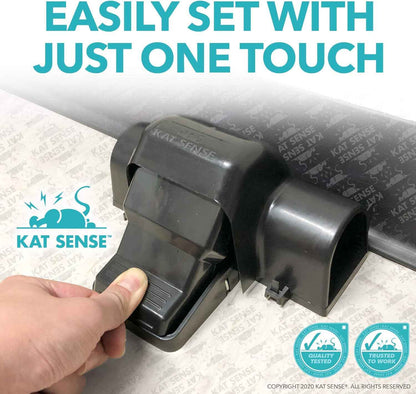 Rat and Chipmunk Traps, Dual Covered Tunneled Snap Traps, Prevent Accidental Triggering, Humane Kill, Reusable Pest Control for Rats and Mice, Indoor & Outdoor Use, 2 Pack Kat Sense