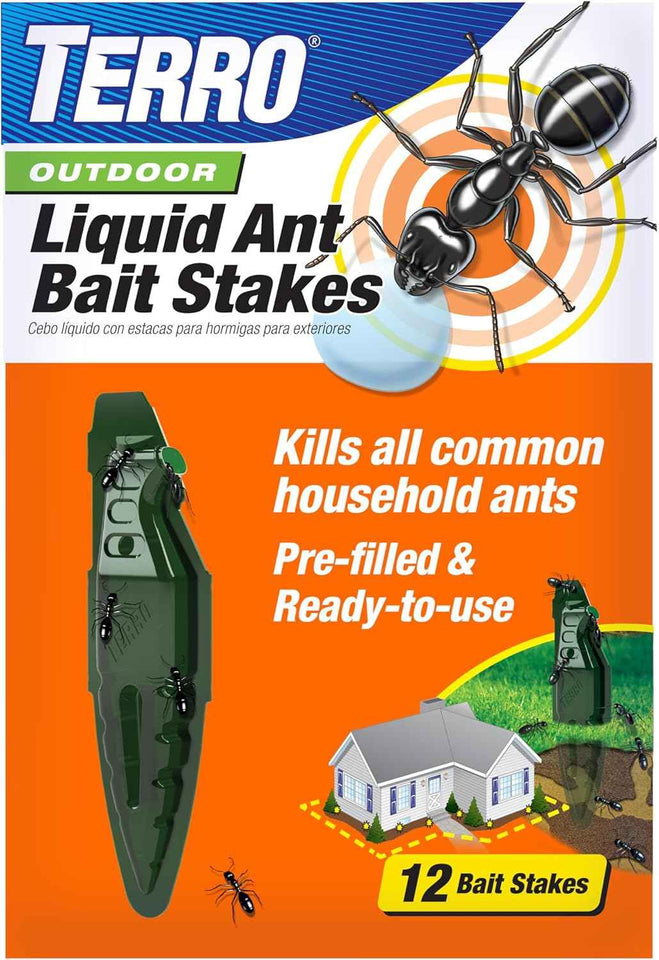 terro t1813b liquid ant baits outdoor ready-to-use terro ant traps kills household ants 12 stakes