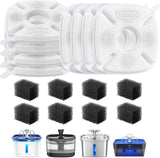 Veken Cat Water Fountain Filters, 8 Pack Replacement Filters & 8 Pack Replacement Pre-Filter Sponges Set for 50oz, 84oz, 95oz or 108oz Automatic Pet Fountain Dog Water Dispenser