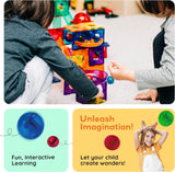 PicassoTiles 100pc Magnetic Marble Run Set with Racing Track Tiles Funnels Curved Slopes and Steel Balls for Kids STEM Construction Indoor Learning Toy that Promotes Focus and Problem Solving PTG100