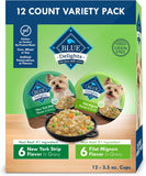 blue buffalo delights natural adult small breed wet dog food, variety pack, made with natural ingredients, filet mignon & new york strip recipe
