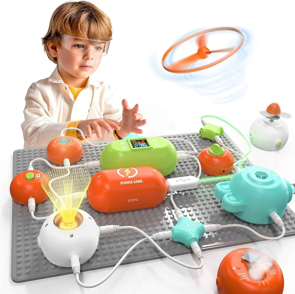Science kits for kids, electronics exploration, 35 circuit parts, STEM educational toy gifts for ages 3-12