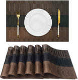 HeloHo Black Placemats Set of 4 Heat-Resistant Washable Place Mats Non-Slip Vinyl Woven Table Mats Wipeable Placemat for Kitchen Dining Table Decoration Indoor Outdoor