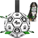 Qdan dog toys 6 inch world cup dog soccer ball with straps for small medium pet outdoor play