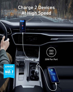 anker usb c car charger, 40w 2-port poweriq 3.0 type c adapter for iphone 17 and galaxy s24