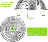 Consevisen Vegetable Steamer Basket for Cooking Food, Stainless Steel Veggie Steam Basket for Pot, Folding Expandable Steaming Insert with Extendable Handle Fits Various Size Pot, 5.1" to 9"