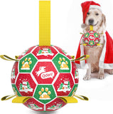 Qdan dog toys 6 inch world cup dog soccer ball with straps for small medium pet outdoor play