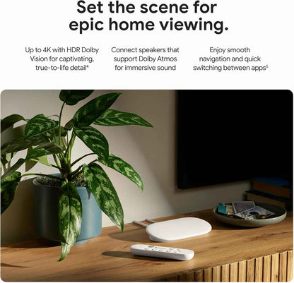 Google TV Streamer 4K - Fast Streaming Entertainment on Your TV with Voice Search Remote - Watch Movies, Shows, Live TV, and Netflix in 4K HDR - Smart Home Control - 32 GB of Storage - Porcelain