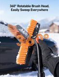 astroai 47.2 inch ice scraper with extendable snow brush and 360° pivoting head for cars and trucks (orange)