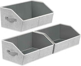 Closet Organizers Bins 6 Packs - Large Closet Shelf Organizer with Handles, Fabric Trapezoid Storage Bins, Collapsible Storage Cubes for Clothes, Towels, Light Gray