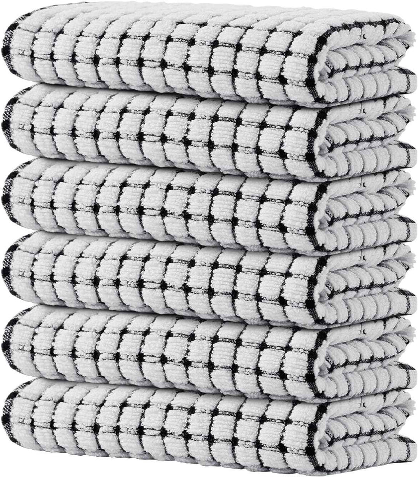Kitinjoy Cotton 8 Pack Terry Kitchen Dish Cloths, 12 x 12 Inches Super Soft and Absorbent Dish Rags, Quick Drying Dish Towels for Washing Dishes, Mixed Color