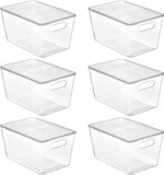 Vtopmart 6 Pack Clear Stackable Storage Bins with Lids, Medium Plastic Containers with Handle for Pantry Organizer and Storage,Perfect for Kitchen,Fridge,Cabinet, Closet,Bathroom Organization