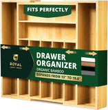Royal Craft Wood Luxury Bamboo 9 Slot Silverware Organizer for Kitchen Utensil Holder & Cutlery Tray