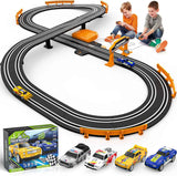 slot car race track set, 2 high-speed cars, battery or electric, dual racing game, lap counter, toys for kids