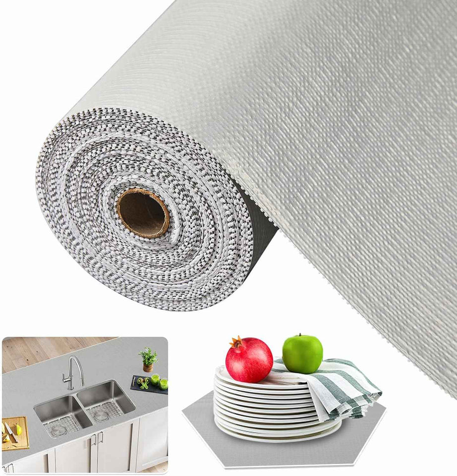 Beautysaid Shelf and Drawer Liner for Kitchen Cabinet, Non Adhesive Non Slip Shelf Paper Waterproof Washable Thickened for Dresser Pantry Shelve Bathroom Protector Liner(White,12 in x 10 FT)