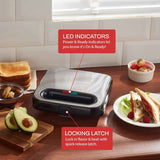 Elite Gourmet ESM2207XSS Sandwich & Panini Maker - 2-Slice Nonstick Grill for Grilled Cheese, Omelets & Tuna Melts, 750W Stainless Steel