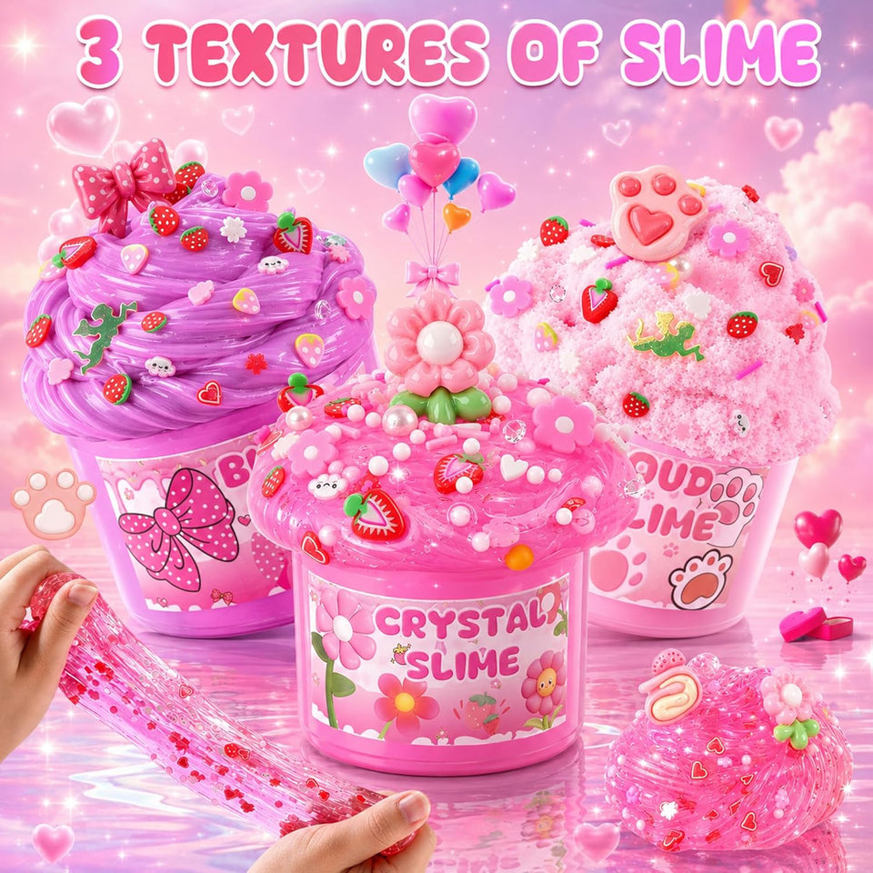 6 Pack Slimes, Pink Slime Kids, Cloud Slime kit for Girls Ages 8-12, Toys for Girls and Boys, for Kids Slime Set Party kit Goodie Bag Stuffers, 4 5 6 7 8 9 10 Year Old Girl Birthday Gift Cute Stuff