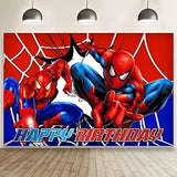 Spider Birthday Party Decorations, 5x3ft Happy Birthday Back Drop Banner Theme Backdrop Banner for Spider Party Decorations Indoor Outdoor.