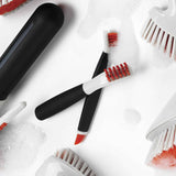 oxo good grips deep clean brush set with 2 brushes and non-slip grips for grout and stove tops