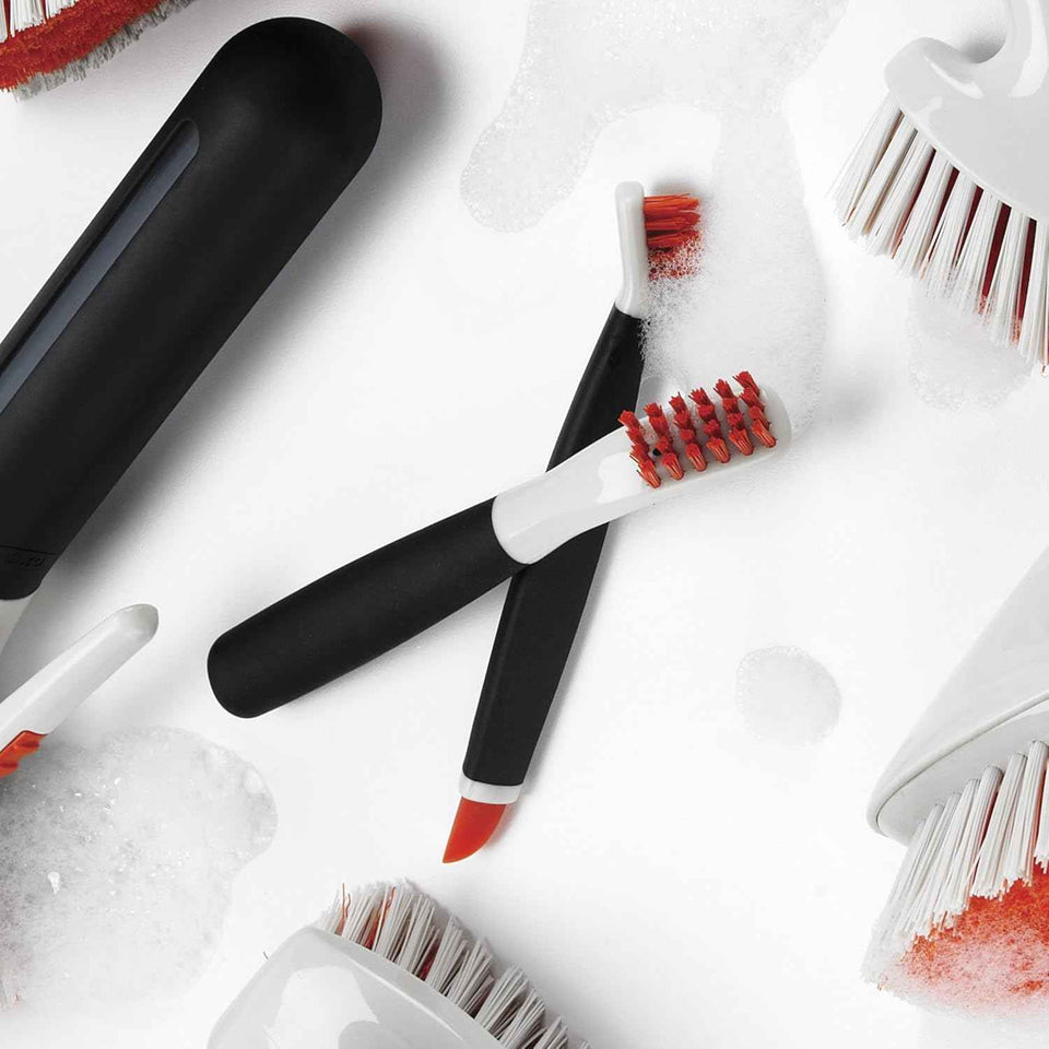 oxo good grips deep clean brush set with 2 brushes and non-slip grips for grout and stove tops cleaning