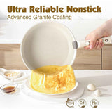 SENSARTE 24-piece non-stick cookware set with detachable handle, induction compatible, RV safe, dishwasher and oven safe (white)