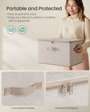 SONGMICS Foldable Storage Organizer Boxes - Set of 3 Fabric Bins with Lids and Handles