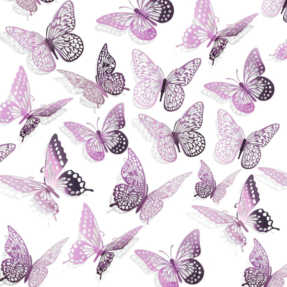 SAOROPEB 3D Butterfly Wall Decor - 48 Pcs, 4 Styles, 3 Sizes, Gold Butterfly Decorations for Birthday & Party Celebrations, Removable Stickers
