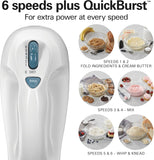 Hamilton Beach 6-Speed Electric Hand Mixer with Whisk, Traditional Beaters, Snap-On Storage Case, 250 Watts, White