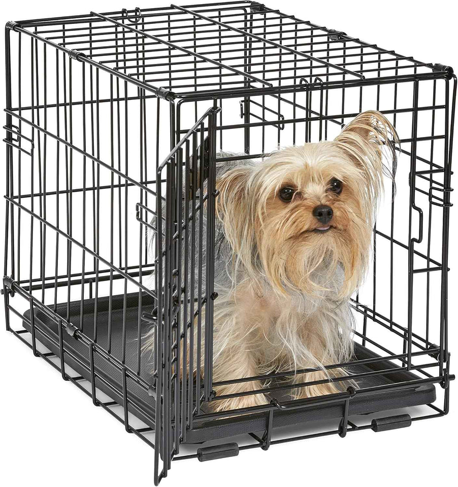 MidWest Homes for Pets 36-Inch iCrate Folding Dog Crate with Divider Panel, Leak-Proof Tray & Secure Latches – Metal Wire Kennel for Medium Large Breeds – Portable, Durable & Easy to Assemble