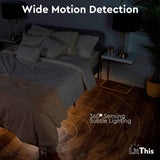 LitThis patented 360° motion-activated night light for under bed, easily positioned, dimmable, auto on/off