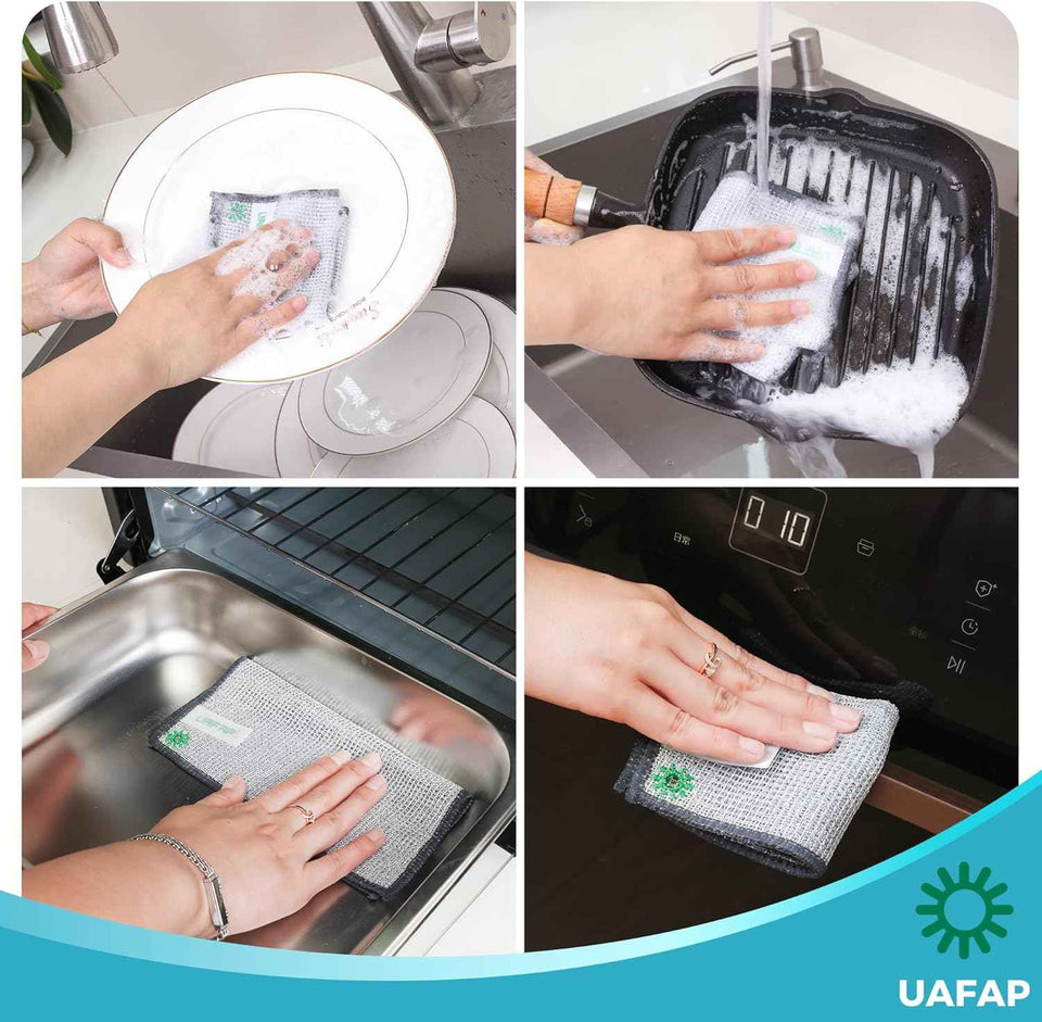 12 PCS Non Scratch Wire Dishcloth, Cleans Fast Without Scratching, Stands Up to Stuck-on Grime, Multi-Surface Safe, Wire Dishwashing Rag Cleaning Power for Everyday Jobs 7.87“ x 7.87”