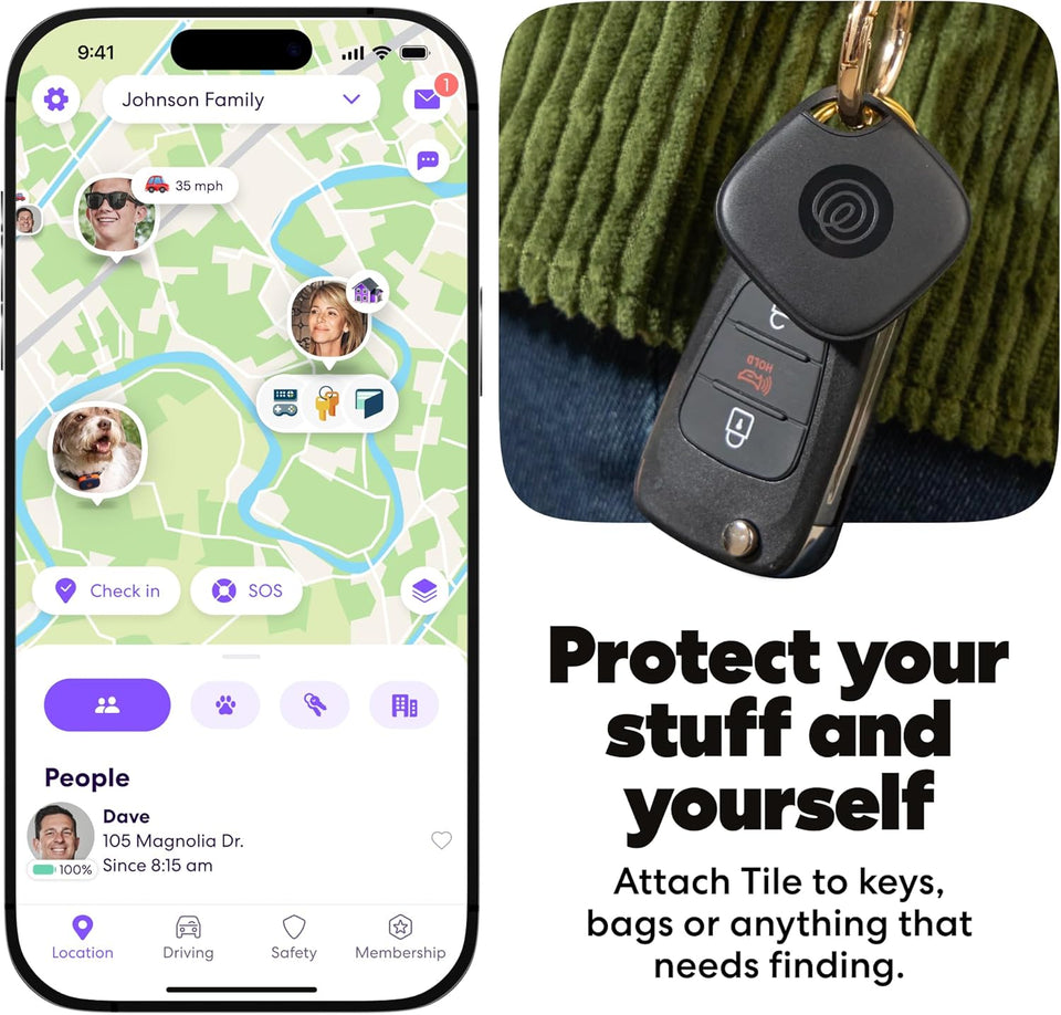 Life360 Tile - Bluetooth Tracker, Keys Finder and Item Locator for Keys, Bags and More. Phone Finder. Both iOS and Android Compatible. 2-Pack (Black/White)