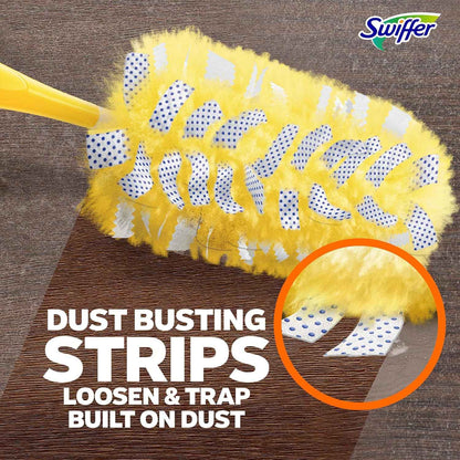 Swiffer Dusters Refill for Cleaning, Feather & Microfiber Duster Disposable Alternative, For Dusting Furniture, Blinds, Ceiling Fans, Walls, Helps Remove Allergens, Heavy Duty, Unscented, 11ct