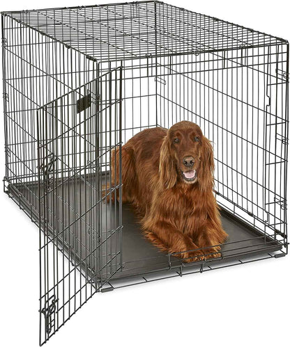 MidWest Homes for Pets 36-Inch iCrate Folding Dog Crate with Divider Panel, Leak-Proof Tray & Secure Latches – Metal Wire Kennel for Medium Large Breeds – Portable, Durable & Easy to Assemble