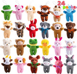 JOYIN 24 Pack Mini Animal Plush Toy Assortment (24 Units 3" Each), Animals Keychain Decoration for Kids, Small Stuffed Animal Bulk for Kids, Carnival Prizes, School Gifts, Valentines Goodie Bags