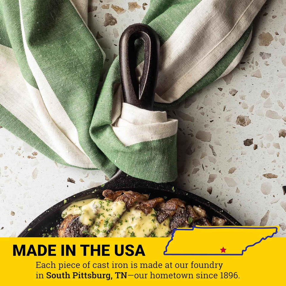 Lodge L9OG3 Cast Iron Round Griddle, Pre-Seasoned, 10.5-inch - Made in USA, Compatible with Stovetop, Oven, Grill & Campfire
