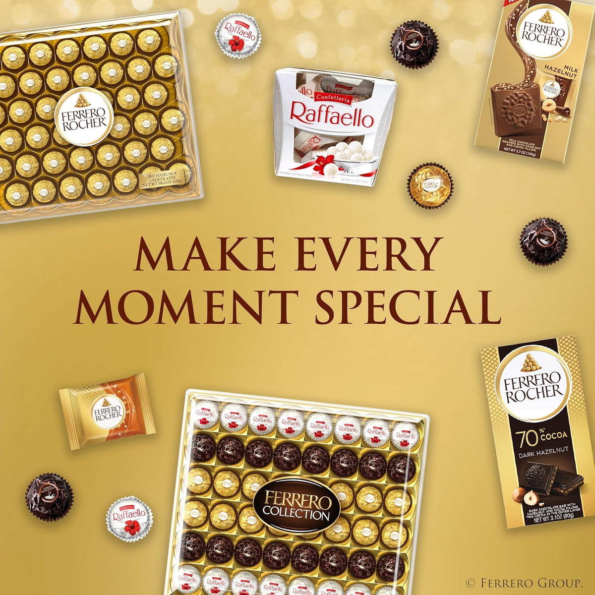 Ferrero Collection Gourmet Gift Box, 24 Assorted Confections with Hazelnut, Dark Chocolate and Coconut, 9.1 oz
