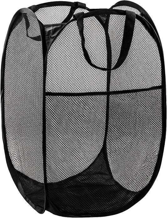 DUCOO Pop Up Hamper, 1 PCS Mesh Pop Up Laundry Hamper, Foldable Mesh Laundry Basket with Space-Saving Design for Home, Dorm, Travel & Storage - Black