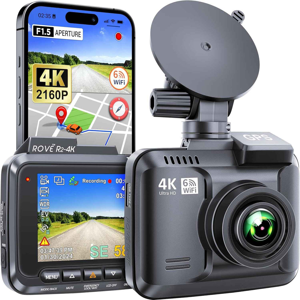rove r2-4k 2160p dash cam with wifi 6 gps and 2.4 inch ips screen