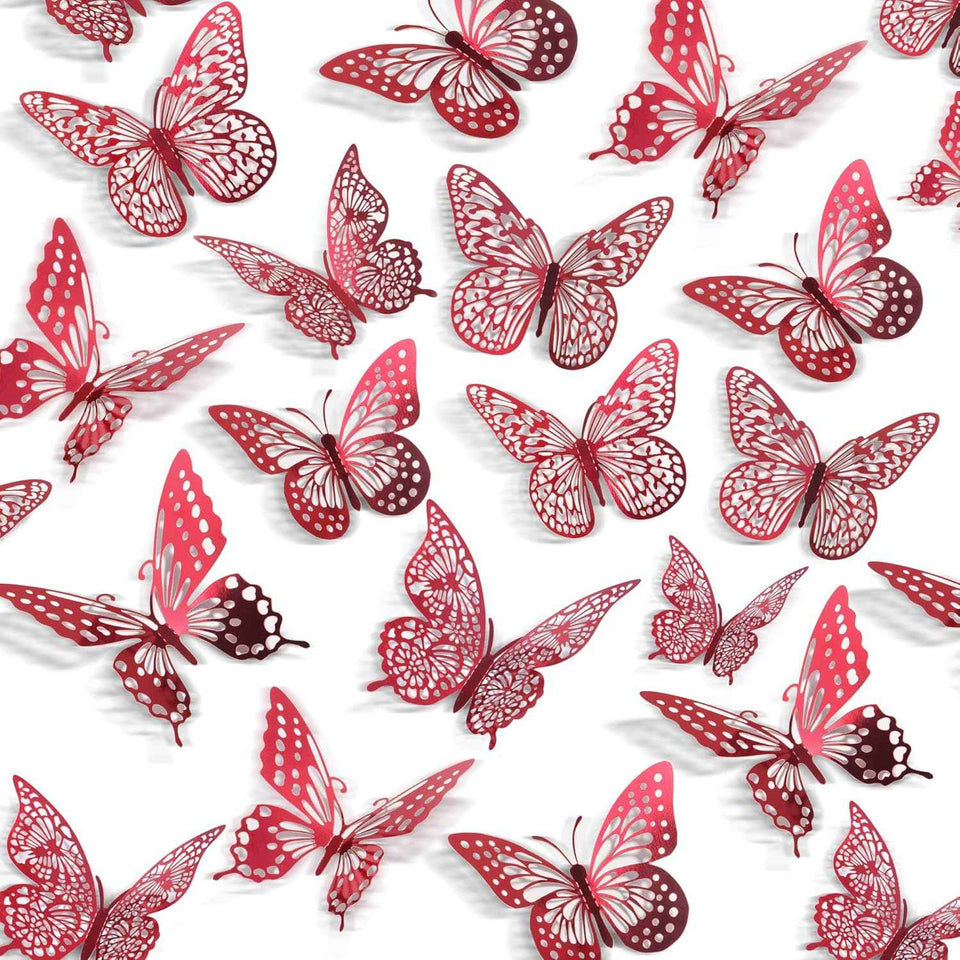 SAOROPEB 3D Butterfly Wall Decor - 48 Pcs, 4 Styles, 3 Sizes, Gold Butterfly Decorations for Birthday & Party Celebrations, Removable Stickers