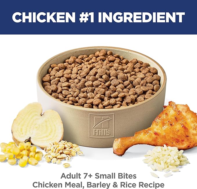 Hill's Science Diet Adult 7+, Senior Adult 7+ Premium Nutrition, Small Kibble, Dry Dog Food, Chicken, Brown Rice, & Barley, 5 lb Bag