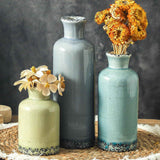 Ceramic Vase Set of 3, Neutral Flower Vases Home Decor, Pottery Rustic Farmhouse Decorative Vases Modern Decor for Table Mantel Entryway Bookshelf Living Room Kitchen Bedroom - Brown