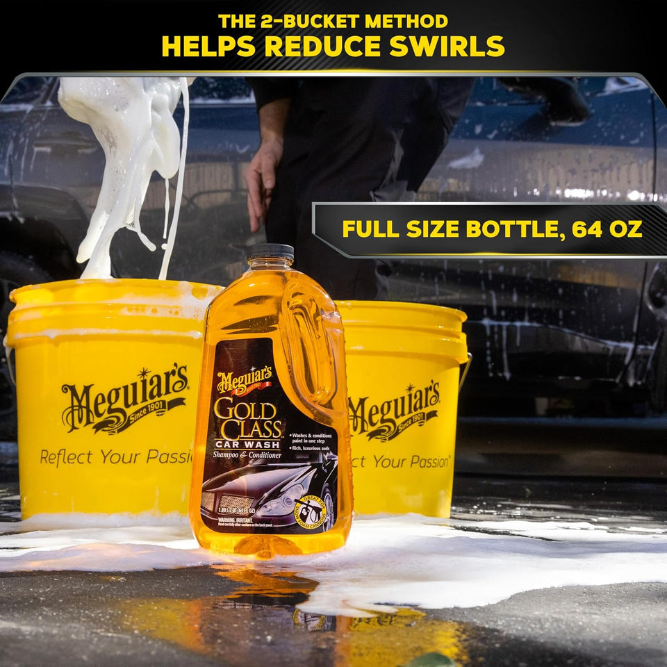 Meguiar's Gold Class Car Wash - 64 Oz, Foam Cannon or Bucket Wash, Safe for All Paint Types, 1-Step Cleaning and Conditioning
