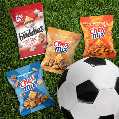 Sweet and Salty Snack Variety Pack, Muddy Buddies Peanut Butter and Chocolate, Chex Mix Traditional, Cheddar, and Honey Nut, 20 Ct, 35 oz