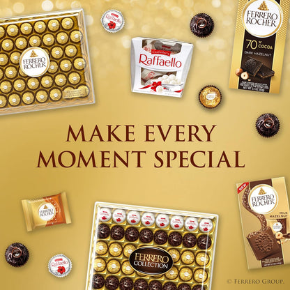 Ferrero Rocher Gourmet Hazelnut Milk Chocolate Gift Box, 16 Individually Wrapped Chocolates for Gifting, 7 oz