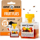 Super Ninja Fruit Fly Traps for Indoors - 4 Pack, Highly Effective Fruit Fly Catcher for Indoor Use for Home & Kitchen, Up to 3 Weeks of Performance per Bottle, Kid & Pet Friendly