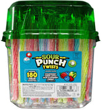 Sour Punch Twists, 6" individually wrapped sour candy, 4 assorted fruity flavors, 3.9-pound tub