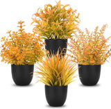 Der Rose Fake Plants 4 Packs Artificial Plants Small Faux Plants Black Bathroom Accessories for Halloween Bathroom Home Kitchen Coffee Table Office Desk Decor Indoor