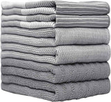 Premium Gray 20”x 28” Large Cotton Kitchen Hand Towels 6 Pack with Hanging Loop