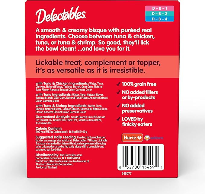Delectables Bisque Lickable Wet Cat Treats - Chicken, Tuna & Shrimp, 12 count